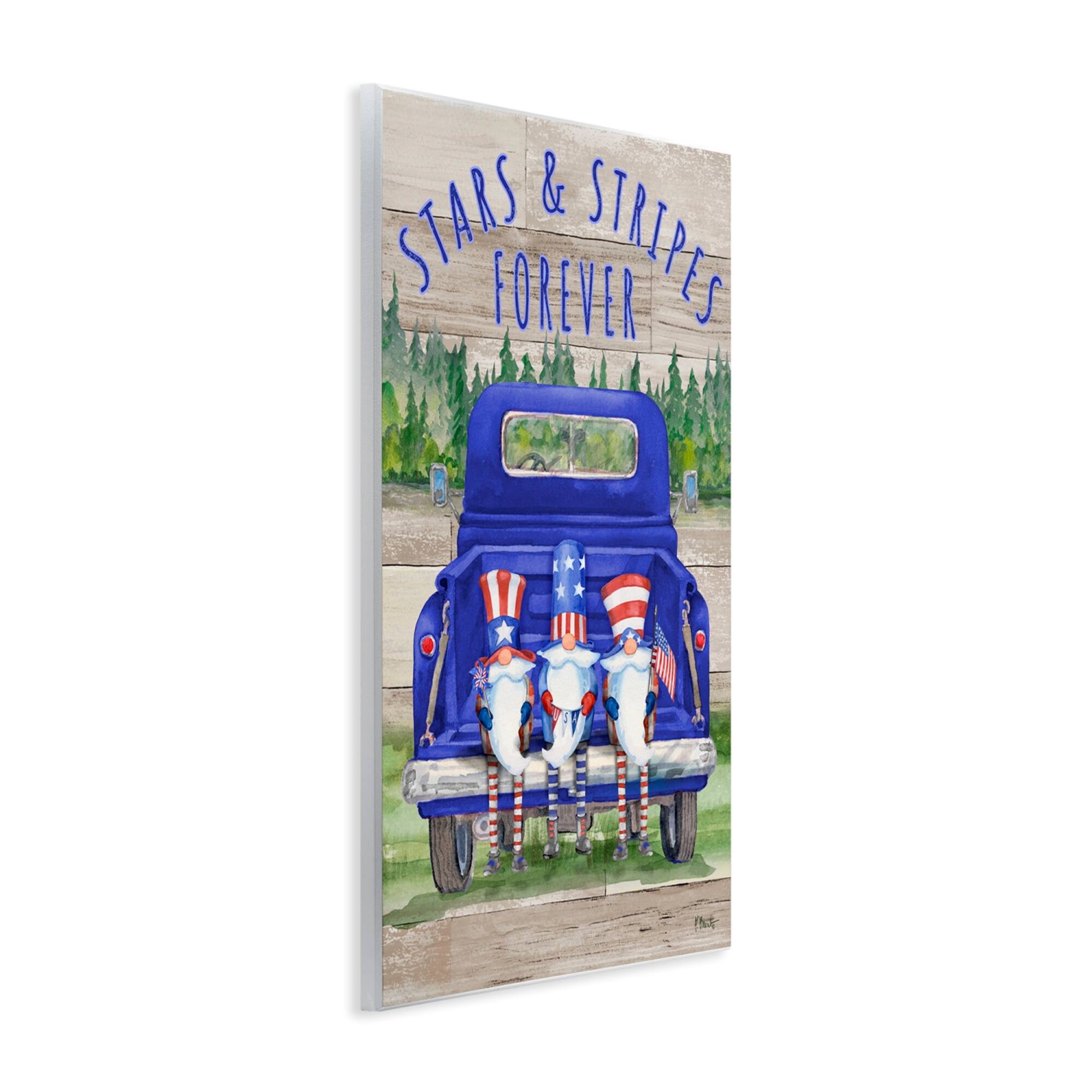 Stupell Industries Stars & Stripes Forever Americana Gnomes Wall Plaque Art